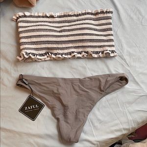 2 piece swimsuit grey and white